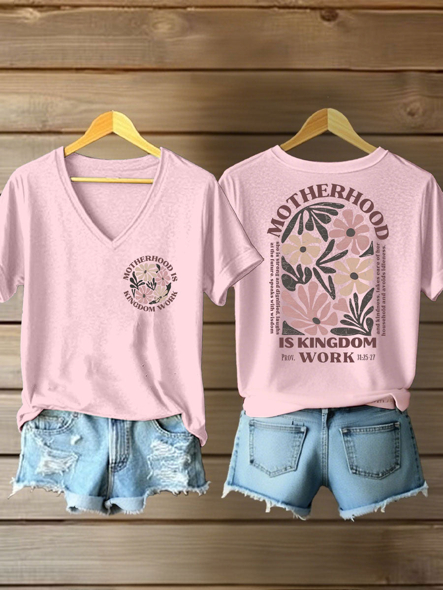 Frauen "Mutterschaft ist Königreichs arbeit" bedrucktes lässiges T-Shirt