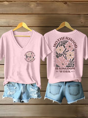 Frauen "Mutterschaft ist Königreichs arbeit" bedrucktes lässiges T-Shirt