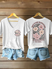 Frauen "Mutterschaft ist Königreichs arbeit" bedrucktes lässiges T-Shirt