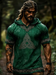 Herren-Celtic-Retro-Kapuzen-T-Shirt mit kurzen Ärmeln