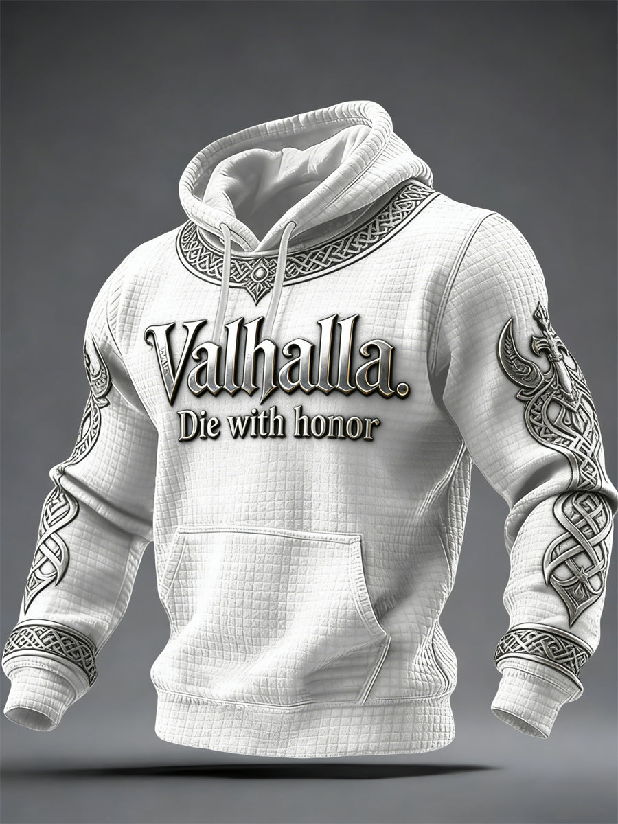 Herren-Vikinger-Style Valhalla-Print-Kapuzenpullover