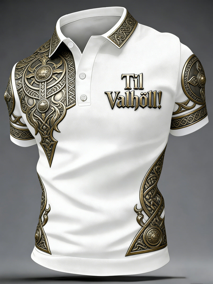 Herren Viking-Style Val halla Print Casual Top