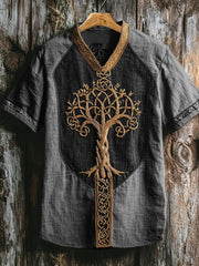 Herren-Viking-Shirt mit V-Ausschnitt und Print