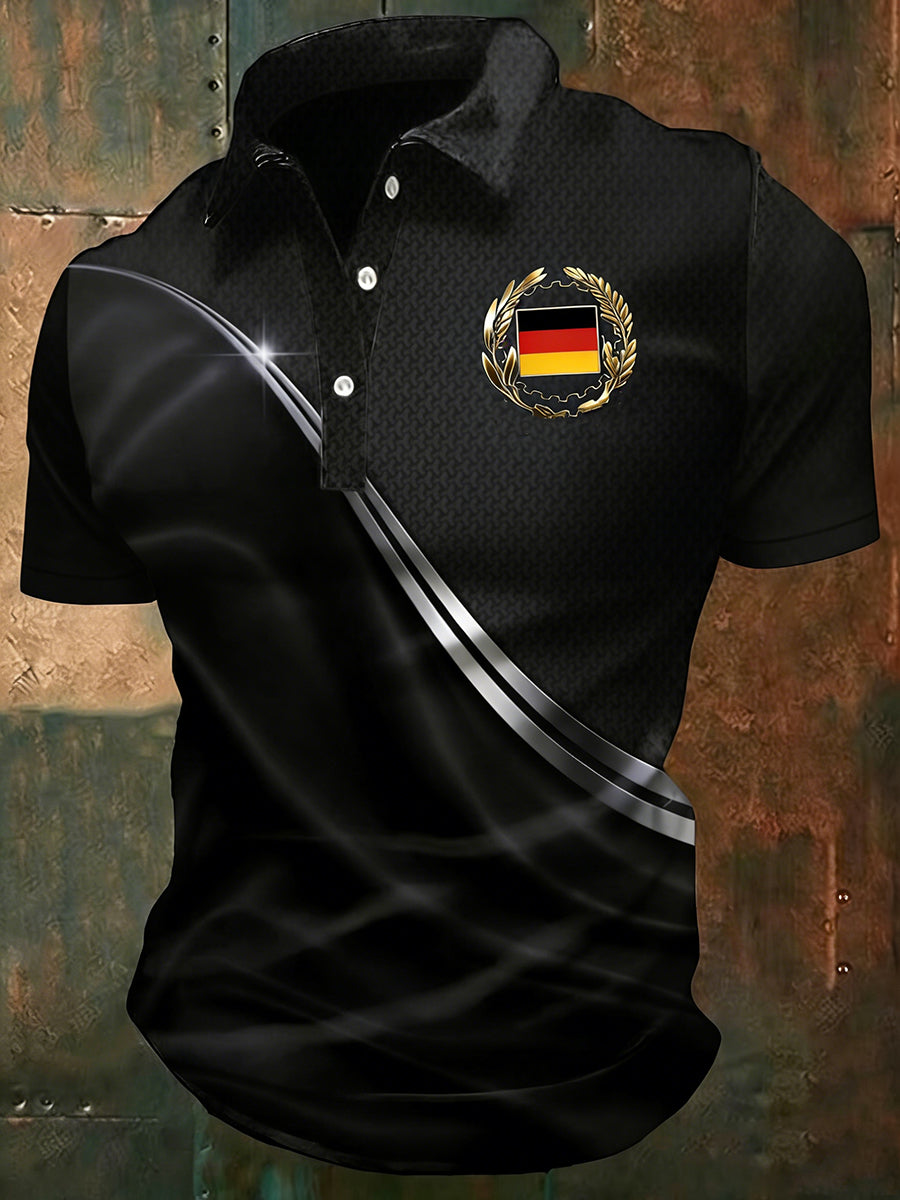 Herren-Deutschland-Print-Kurzarmhemd