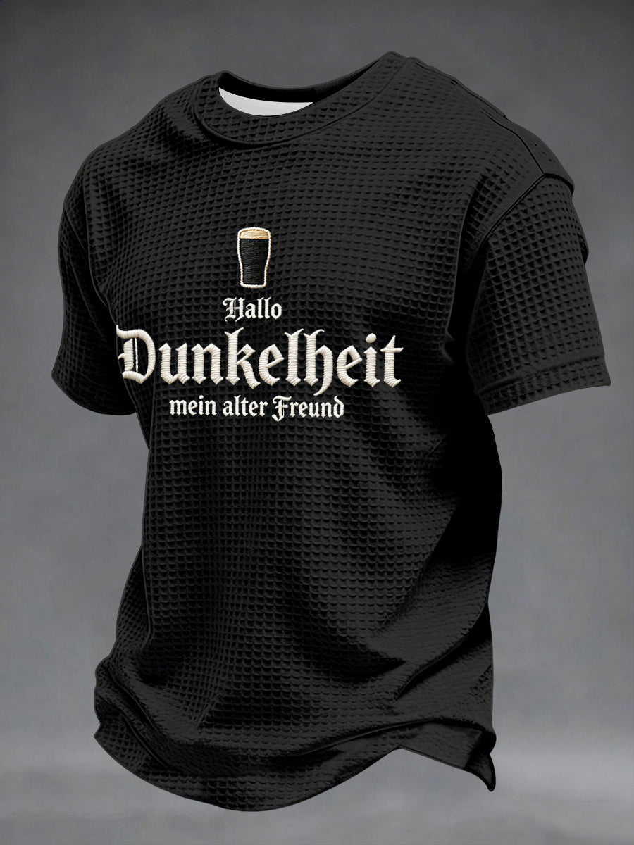 Herren-Druck-Waffelhemd mit dem Motiv „Hello Darkness My Old Friend“