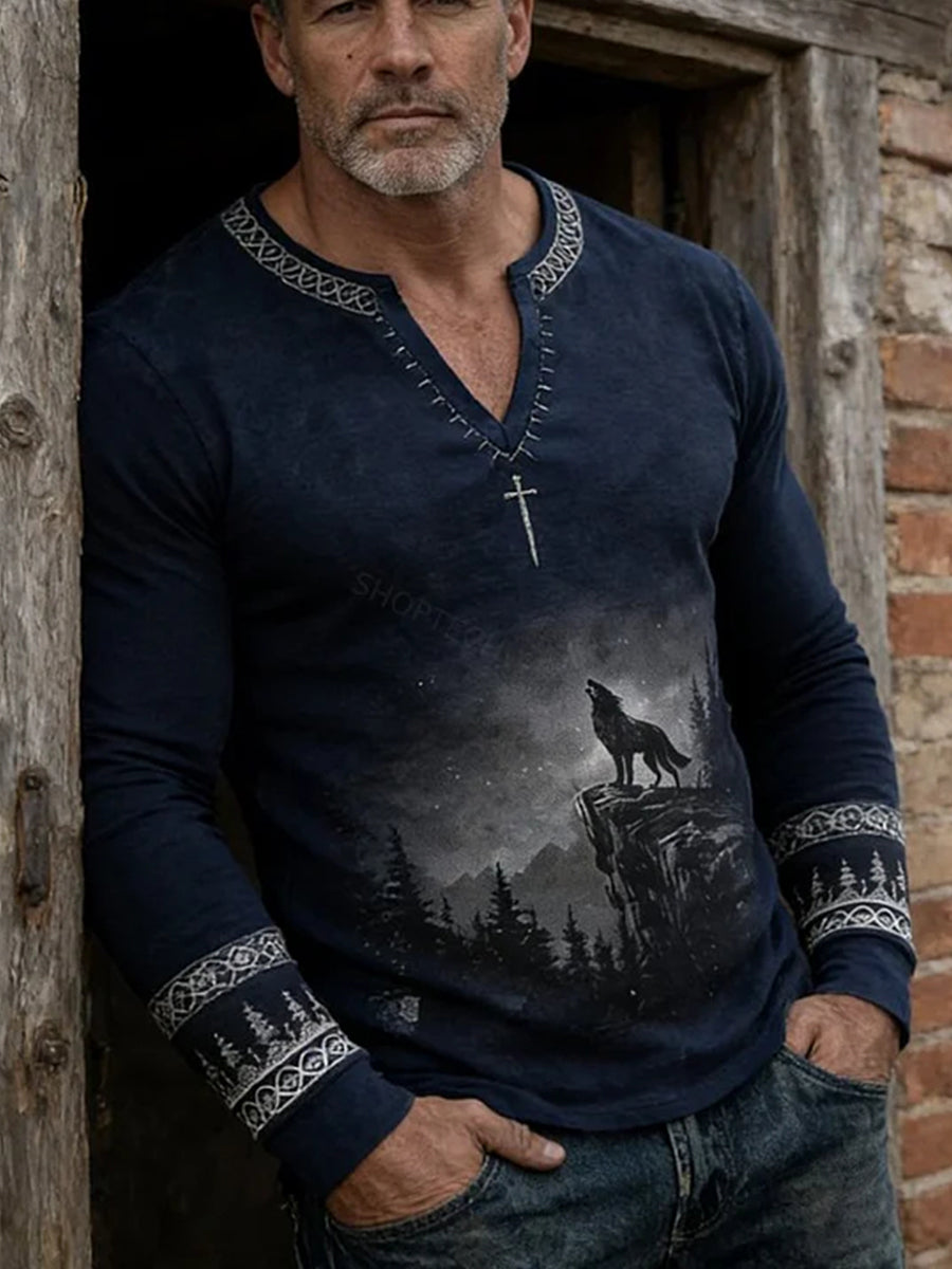 Herren-Viking-T-Shirt mit langen Ärmeln
