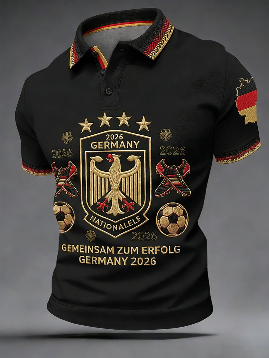 Herren-Deutschland-Fußballfan-Shirt mit kurzen Ärmeln