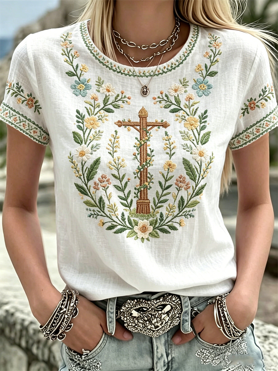 Kvinnors midsommar Print Casual T-shirt