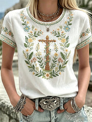Kvinnors midsommar Print Casual T-shirt