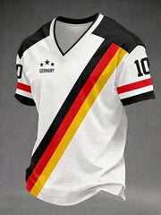 Men's Germany Football Printed V-neck T-shirt