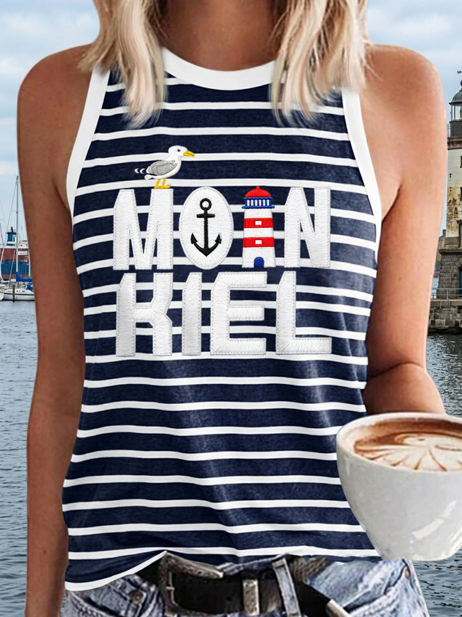 Damen Kieler Woche Print Lässiges Westen-Top