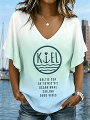 Damen-Kieler-Woche-Print-Lässiges T-Shirt