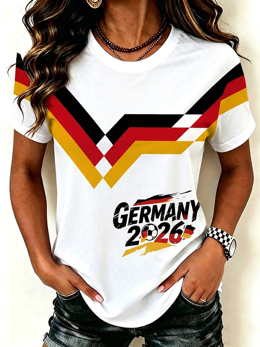 Frauen Deutschland Fußball Fan Print T-Shirt