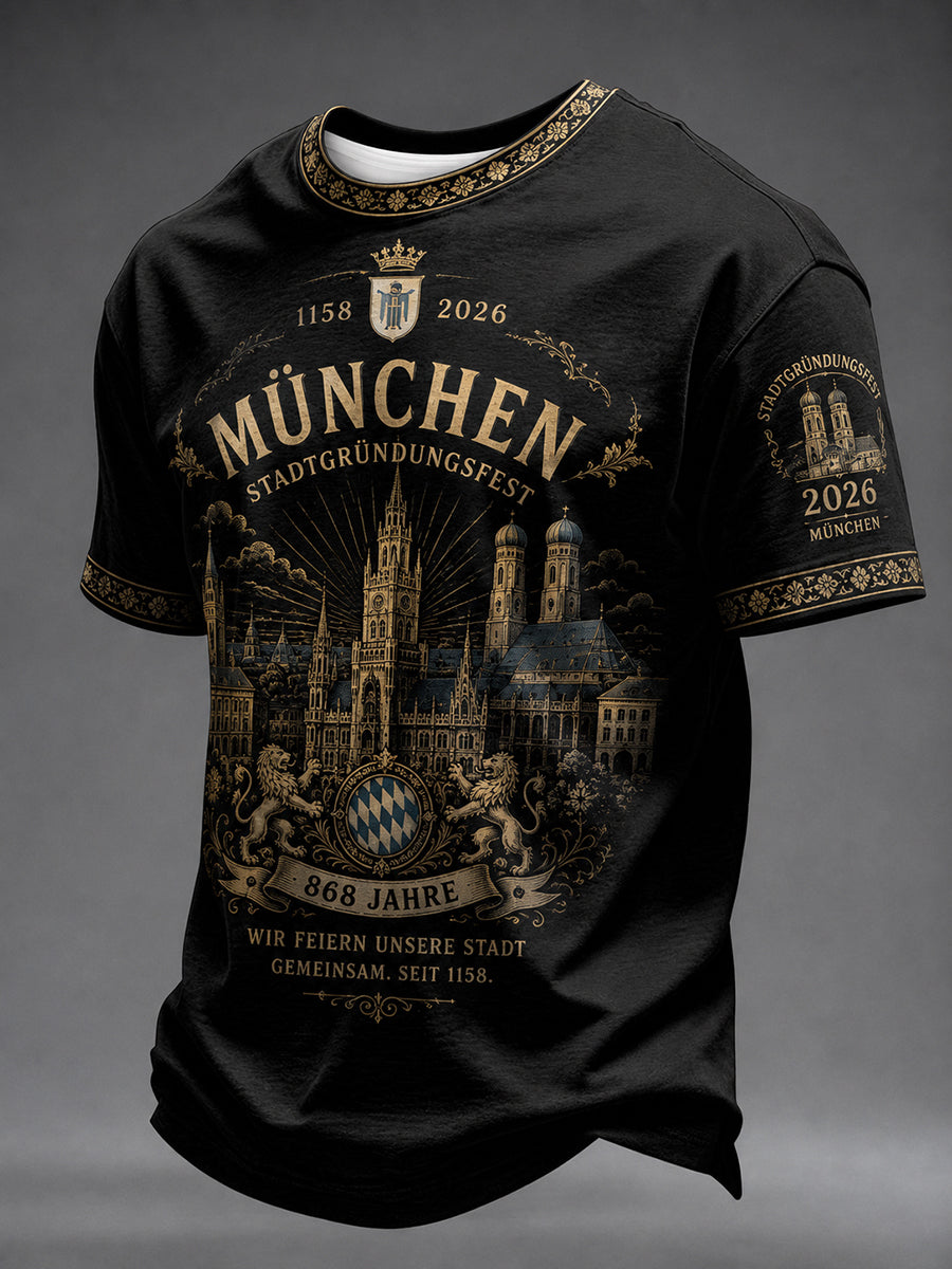 Herren-Stadtgründungsfest-Print-T-Shirt