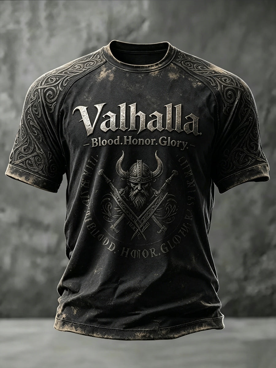 Herren Val halla Bedruckt Lässige kurze Ärmel T-Shirt