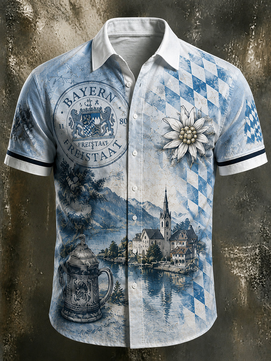 Herren-Bayern-Shirt mit Print und kurzen Ärmeln