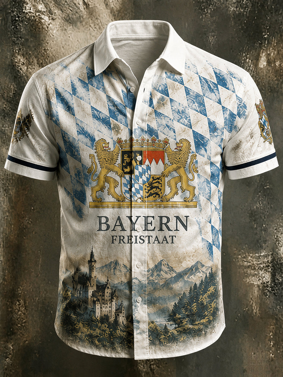 Herren-Bayern-Shirt mit Print und kurzen Ärmeln