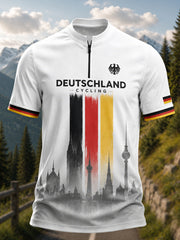 Herren-Radsporttrikot aus Deutschland mit halbem Reißverschluss und kurzen Ärmeln