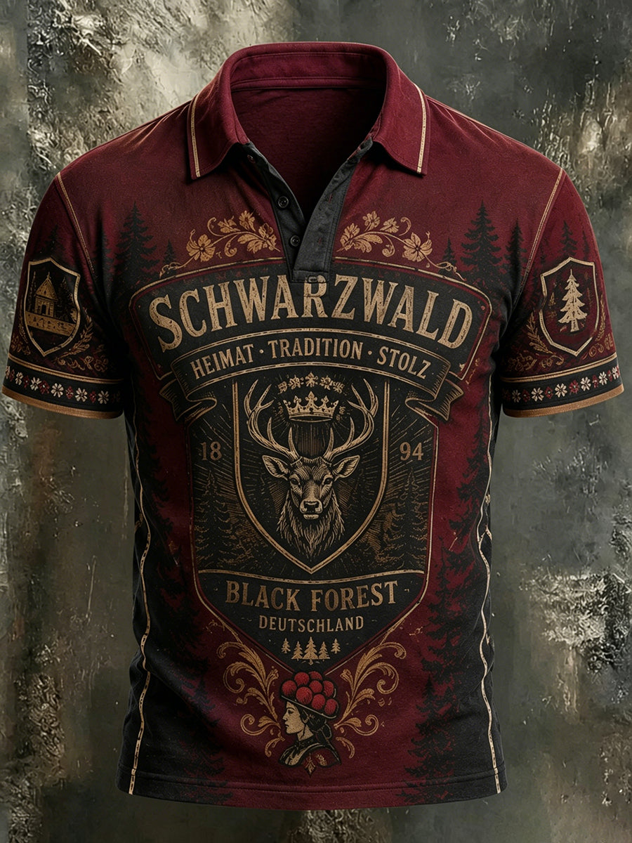 Herrenhemd im Schwarzwald-Stil mit Vintage-Print