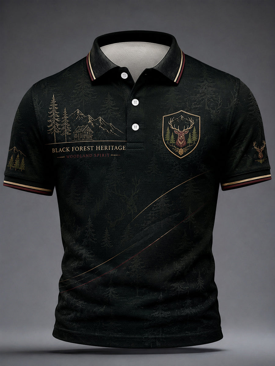 Herren-Schwarzwald-Design-Hemd mit kurzen Ärmeln
