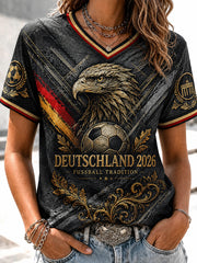 Damen-Vintage-Deutschland-Fußballfan-T-Shirt mit Aufdruck