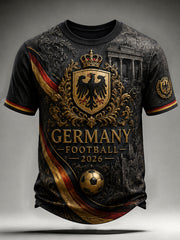 Herren-Vintage-Deutschland-Fußballfan-T-Shirt mit Aufdruck