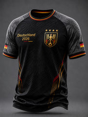 Herren-Deutschland-Fußballfan-Print-Lässiges Kurzarm-T-Shirt