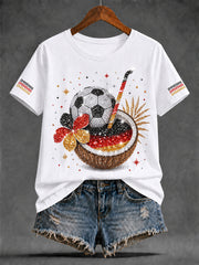 Damen-Freizeit-T-Shirt mit sommerlichem Fußball-Print