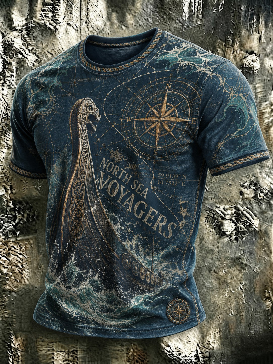 Bedrucktes T-Shirt für Männer mit Nordsee-Voyagern