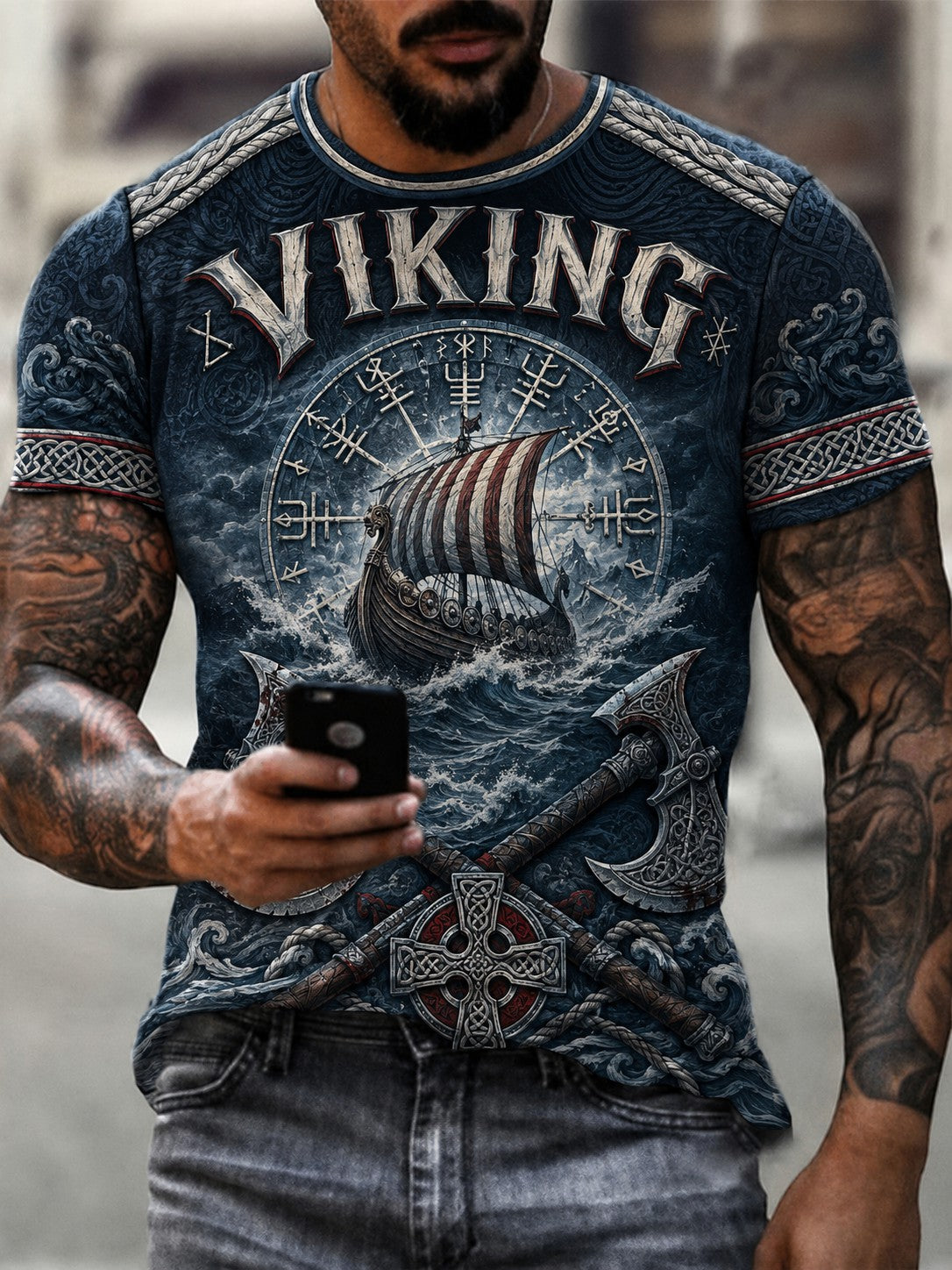 Herren-Vikingert-Shirt mit Druck
